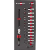 Milwaukee FOAM INLAY DOPPENSET 1/4" METRISCH (28-DELIG)