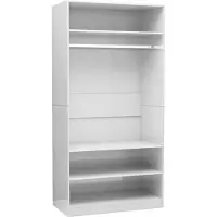 vidaXL Kledingkast 100x50x200 cm bewerkt hout hoogglans wit