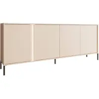 Meubella Dressoir Beige - 203x81x40 cm - Metalen poten - 4 deuren