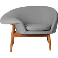 Warm Nordic Fried Egg Fauteuil stof canvas 134 grey melange, geoliede teakhouten poten