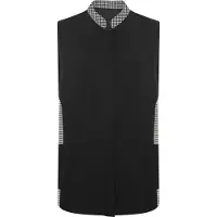 Roly Zwart met ruit detail damesschort met blinde drukknopen, zakken en mao kraag ,model Aldany maat M