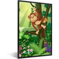 PosterMonkey Fotolijst incl. Poster - Aap - Jungle - Jongens - Meisjes - Bloemen - Kids - 20x30 cm - Posterlijst