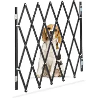 Relaxdays hondenhekje binnen - harmonica - traphekje hond - zwart - max. 118 cm breed