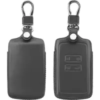Kwmobile autosleutelhoes geschikt voor Renault 4-knops Smartkey autosleutel (alleen Keyless Go) - Hoesje voor autosleutel in donkergrijs - Leren hoes