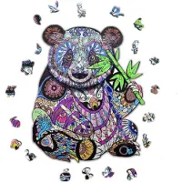 Acropaq Wooden puzzle panda - 150 Pieces, A4 size 210 x 297 mm, Puzzle for children and adults