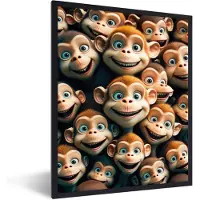 PosterMonkey Fotolijst incl. Poster - Aap - Dieren - Bruin - Design - Meiden - Jongens - 60x80 cm - Posterlijst