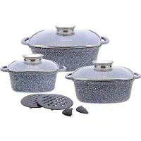 Klausberg 7327 - 8 delige braadpannen set - marmer grijs - 20/24/28 cm