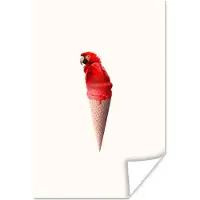 PosterMonkey Poster IJs - Papegaai - Rood - IJshoorntjes - Wit - 80x120 cm