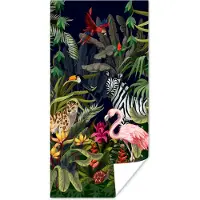 PosterMonkey Poster Jungle dieren - Natuur - Jongens - Meisjes - Flamingo - Zebra - 60x120 cm