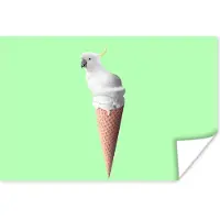PosterMonkey Poster Papegaai - IJshoorntjes - IJs - Wit - Groen - 60x40 cm