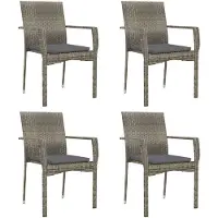 vidaXL Tuinstoelen 4 st met kussens poly rattan grijs