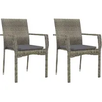 vidaXL Tuinstoelen 2 st met kussens poly rattan grijs