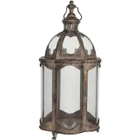 Clayre & Eef Lantaarn 69 cm Koperkleurig Ijzer Rond Kaarsenhouder Koperkleurig Kaarsenhouder
