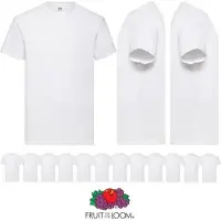 Fruit Of The Loom 12 pack witte Fruit of the Loom shirts ronde hals - Maat S - Valueweight