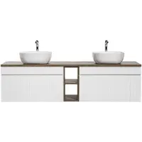 Comad Iconic White badkamermeubel 180cm wit met 2 witte waskommen