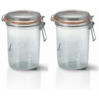Le Parfait Voorraad/weckpot - 10x stuks - glas - transparant - 17,5 x 10 cm - 1 L