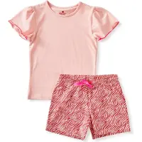 Little label shortama met zebraprint van katoen roze/rood Meisjes Stretchkatoen Ronde hals - maat 98