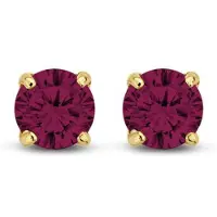 New Bling 9NBG-0558 Gouden Oorknopjes met Zirkonia 3mm - Rood - Rond - 14 Karaat - Goud