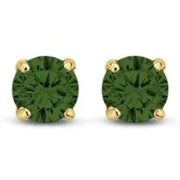 New Bling 9NBG-0556 Gouden Oorknopjes met Zirkonia 3mm - Groen - Rond - 14 Karaat - Goud