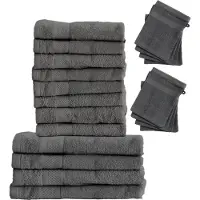 Lotus Set 4x Badhanddoeken 70x140 + 8x Handdoeken 50x100 + 8x Washandjes - Antraciet