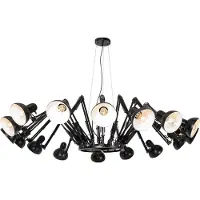 QAZQA Industriële hanglamp zwart 16-lichts verstelbaar - Hobby Spinne