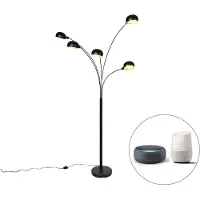 QAZQA Smart vloerlamp zwart 5-lichts incl. Wifi B35 - Sixties