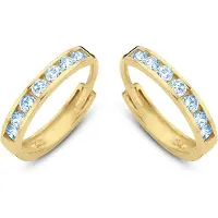 New Bling 9NBG-0588 Gouden Oorringen met Zirkonia Steentjes - Licht Blauw - 11x1,9mm - 14 Karaat - Goud