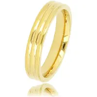 My Bendel - Mooie Goudkleurige Aanschuifring met 3 Lijnen - Goudkleurige Aanschuifring - Luxe Uitstraling - 4mm Breed - met Luxe Cadeauverpakking | Sieraden Voor Dames | Maat 19.00 Mm / Maat 60