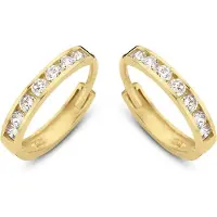 New Bling 9NBG-0583 Gouden Oorringen met Zirkonia Steentjes - Wit - 11x1,9mm - 14 Karaat - Goud