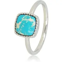 My Bendel - Kleine Zegelring met Imperial Jasper Edelsteen - Zilverkleurige Ring - Vierkante Imperial Jasper Edelsteen - met Luxe Cadeauverpakking | Sieraden Voor Dames | Maat 18.00 Mm / Maat 57