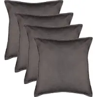 Atmosphera Bank/sierkussens huiskamer Sophia - 4x stuks - 52 x 52 cm - Donkergrijs - polyester - met rits
