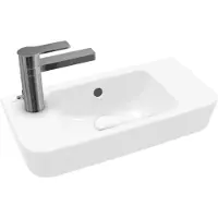 Villeroy & Boch O.novo - Fontein Compact 50x25 cm, met overloop, 1 kraangat links, alpine wit 4342L501