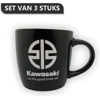Kawasaki - The Office Mug – Giftset – Set van 3 stuks - Beker - Koffiekop - Koffiemok - Vaderdag - Vaderdag cadeau - Cadeautjes voor vrouwen - Cadeautjes voor vrouwen – Verjaardagscadeau