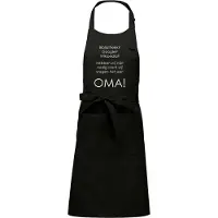 Kariban Mijncadeautje Schort - Wij vragen het aan OMA - opdruk wit - mooie en exclusieve keukenschort - zwart