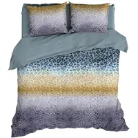 Satin d'or Dekbedovertrek Panthera Teal Grijs Satijn-200 x 200 / 220 cm | 2-Persoons