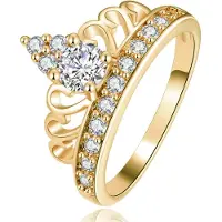 LGT JWLS Dames Ring Verguld met Kroon en Zirkonia Stenen-17mm