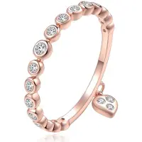 LGT JWLS Dames Ring Rose kleurig Verguld met Zirkonia en Hartje-16mm