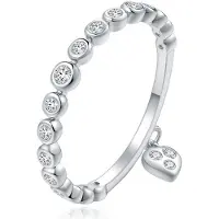 LGT JWLS Dames Ring Zilverkleurig Verzilverd met Zirkonia en Hartje -19mm