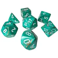 Chessex Marble Oxi-koper/wit Polydice Dobbelsteen Set 7 stuks