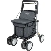 Freya Boodschappenrollator Carlett – Smal, Inklapbaar met Grote Tas en Zitje - Lett900 Grijs