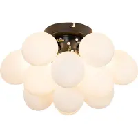 QAZQA Art deco plafondlamp zwart met opaal glas 3-lichts - Uvas