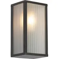 QAZQA Buiten wandlamp zwart met ribbel glas IP44 - Charlois