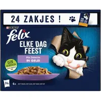 Felix Elke Dag Feest Mix Selectie in Gelei - Kattenvoer Natvoer - Kip Rund Tonijn & Zalm - 96 x 85 g