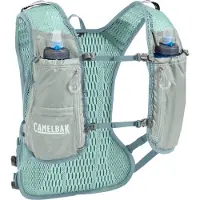 CamelBak Zephyr Vest voor Heren - One Size - Ultralicht Materiaal - Ruimte voor 2 Flexibele 500 ml flessen - Reflecterend - 8 vakken - Hardloopvest - Drinkhouder - Drinkzak - Grijs met Turquoise