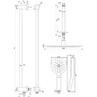 Brauer Copper Carving thermostatische inbouw regendouche SET 24 met 30 cm douchekop en plafondarm en 3-standen handdouche en doucheslang en geïntegreerde glijstang koper geborsteld PVD