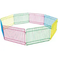 Flamingo Konijnenren – knaagdierren – Ren Meerkleurig – Ø84,5cm hoogte 23cm – 8 panelen – metaal – 1 deur met haaksluiting – opvouwbaar – voor kleine knaagdieren – binnen en buiten