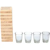 Lifetime Games drankspel - stapelspel met borrelglazen - jenga - 4 shotglazen - 60 bouwstenen