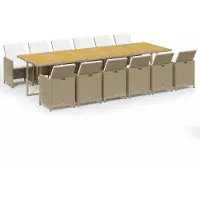vidaXL 13-delige tuinset met kussens, van polyrotan, beige