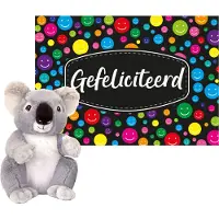 Keel Toys - Cadeaukaart Gefeliciteerd met knuffeldier koala 26 cm - Knuffeldier