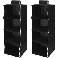 Bathroom Solutions 2x Stuks Hangende kast organizers - opvouwbaar - zwart - 84 cm - Campingkledingkasten